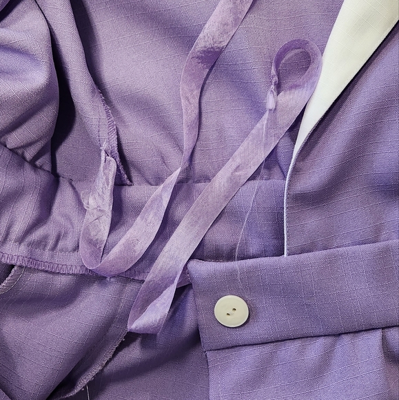 60s 70s Era Vintage Lilac Lady Carol polyester crossover button dress - Picture 7 of 10
